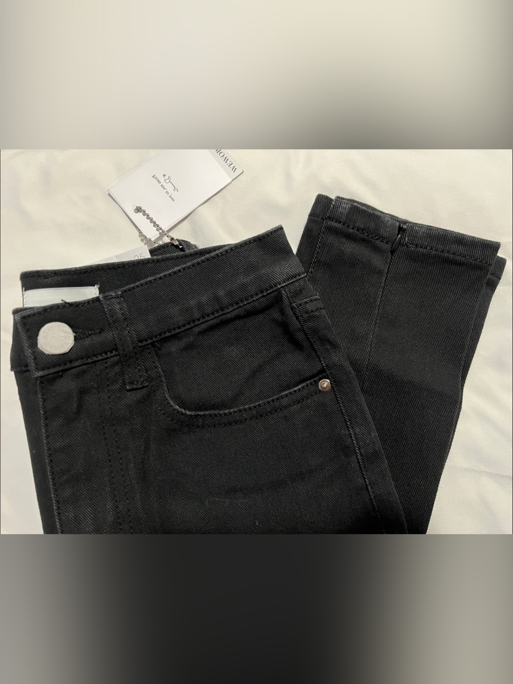 WeWoreWhat Black Jeans , High Rise Skinny Leg,front zip ankle